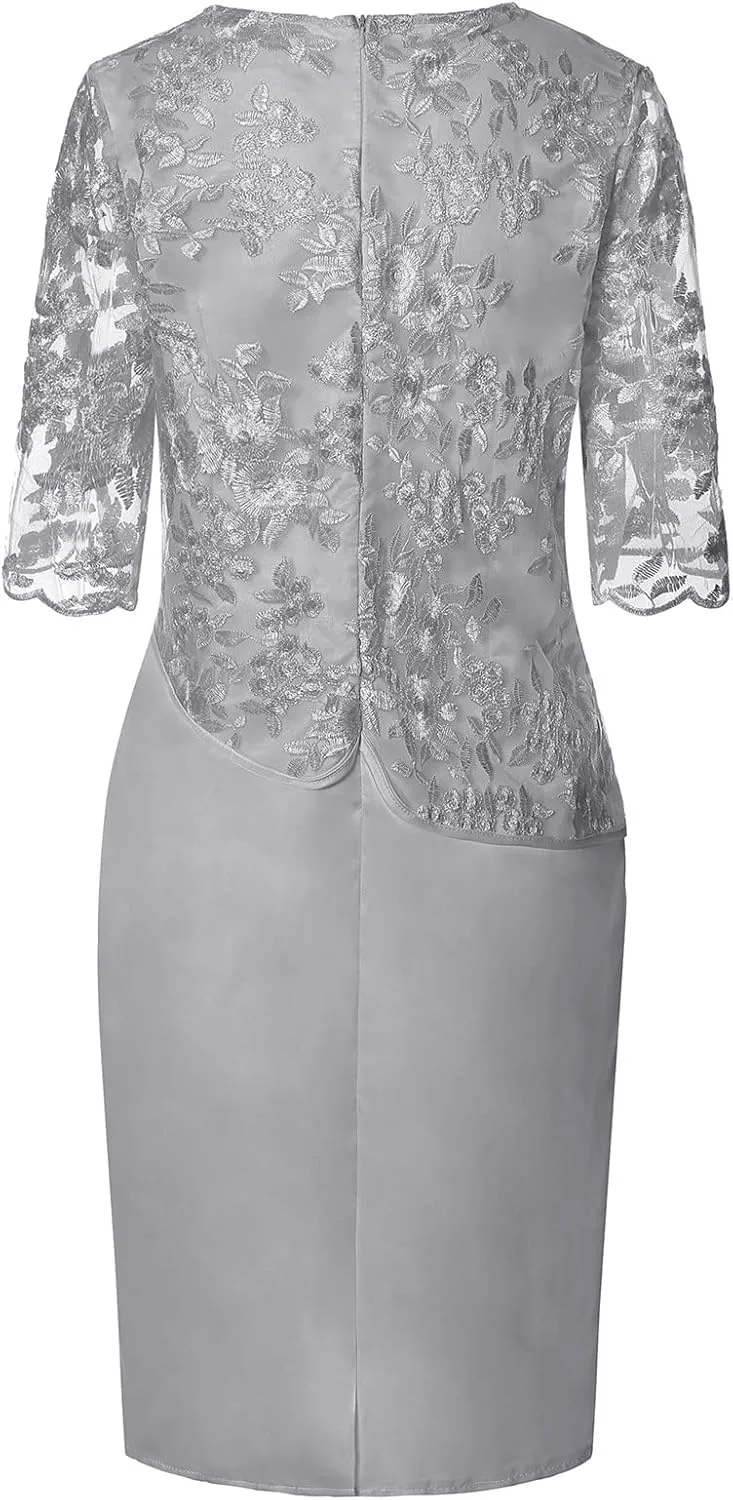 Plus Size Dresses for Curvy Women Embroidered Floral Boho Half Sleeve Midi Dress Work Fashion Bump Friendly Clothes