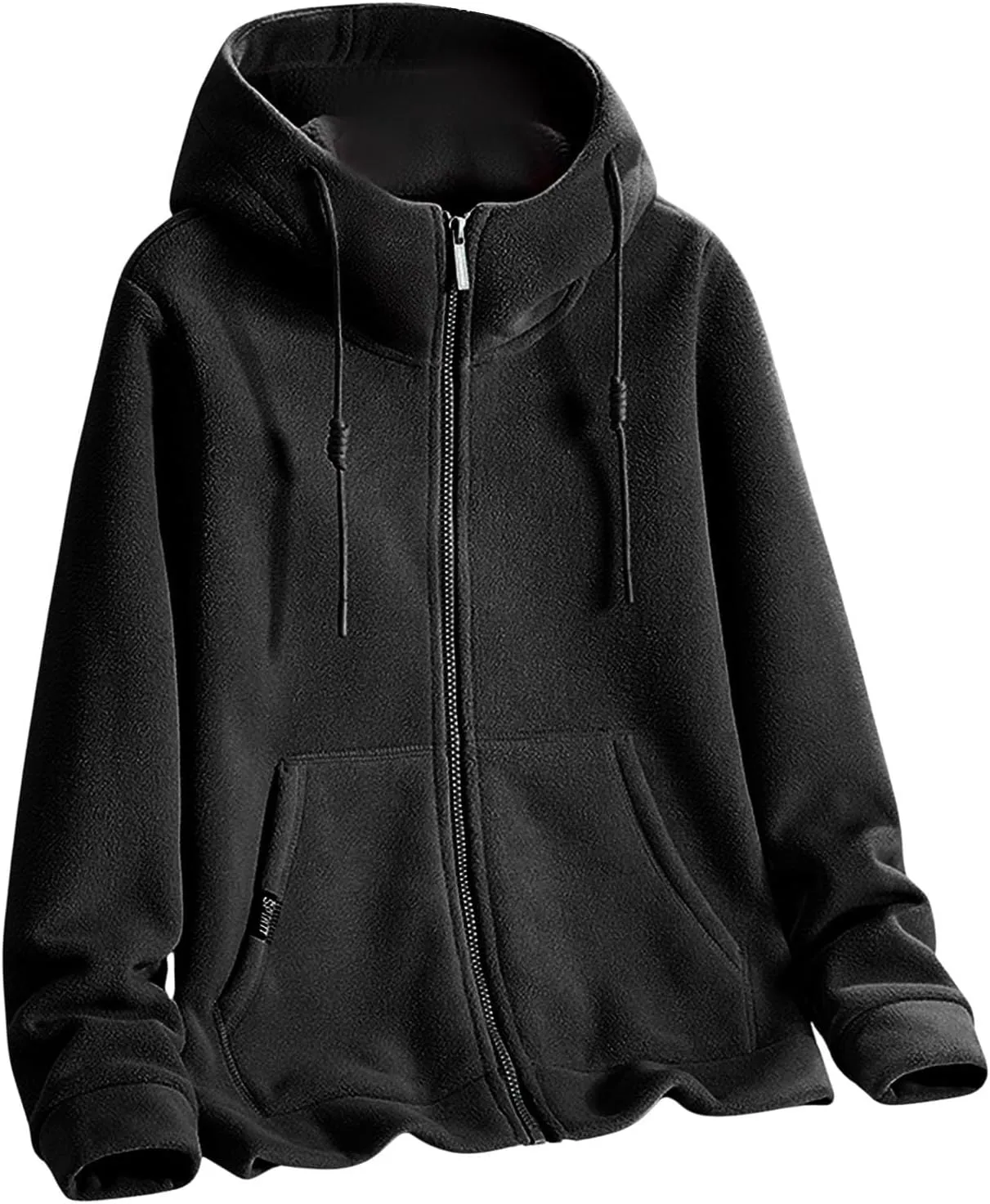 Plus Size Fleece Jackets for Women Fleece Lined Zip Up Hoodies Winter Fashion Sweatshirt Solid Color Outwear Jackets