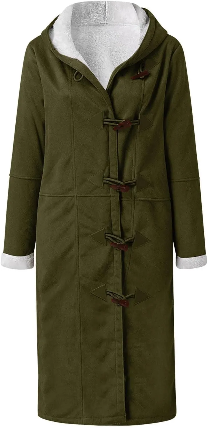 Plus Size Winter Coats for Women 2024 Trendy Warm Sherpa Fleece Lined Jackets Suede Hooded Parka Peacoats Outerwear