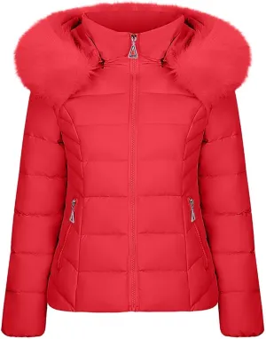 Plus Size Women's Down Jackets with Hood Lightweight Puffer Jackets Padded Winter Coat Warm Quilted Parka with Pocket