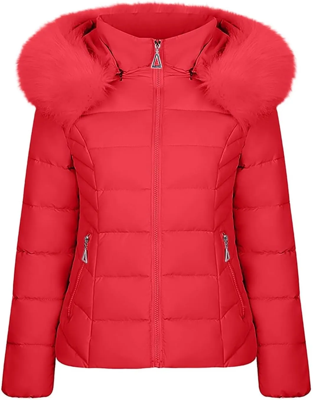 Plus Size Women's Down Jackets with Hood Lightweight Puffer Jackets Padded Winter Coat Warm Quilted Parka with Pocket