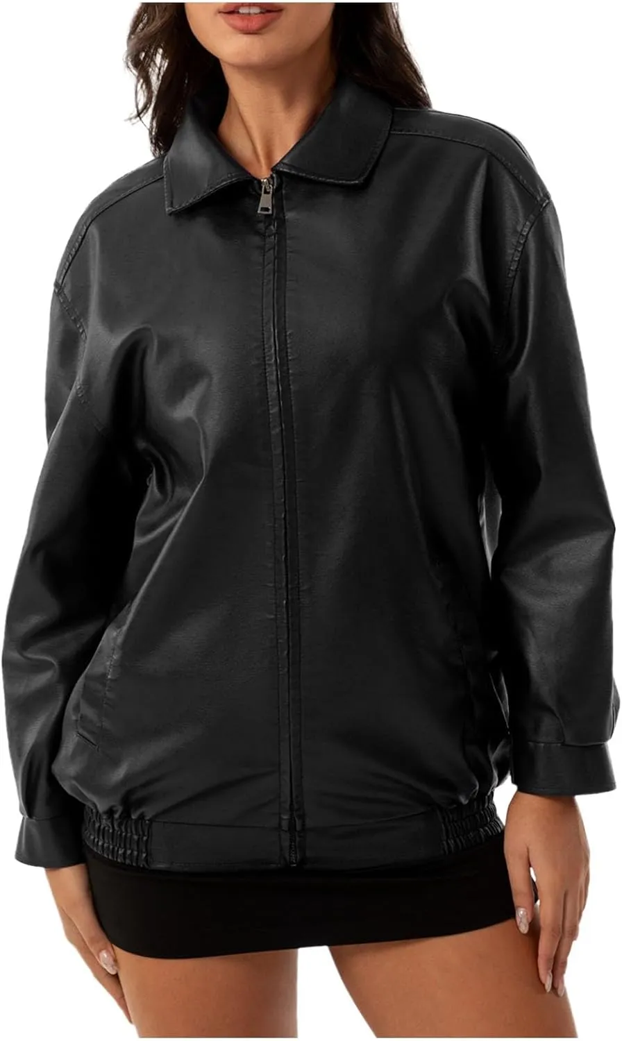 PTOLOCIF Womens Leather Jackets Faux Suede Oversized Motorcycle Coats Fashion Bomber Jackets Fall Winter Outfits Clothes