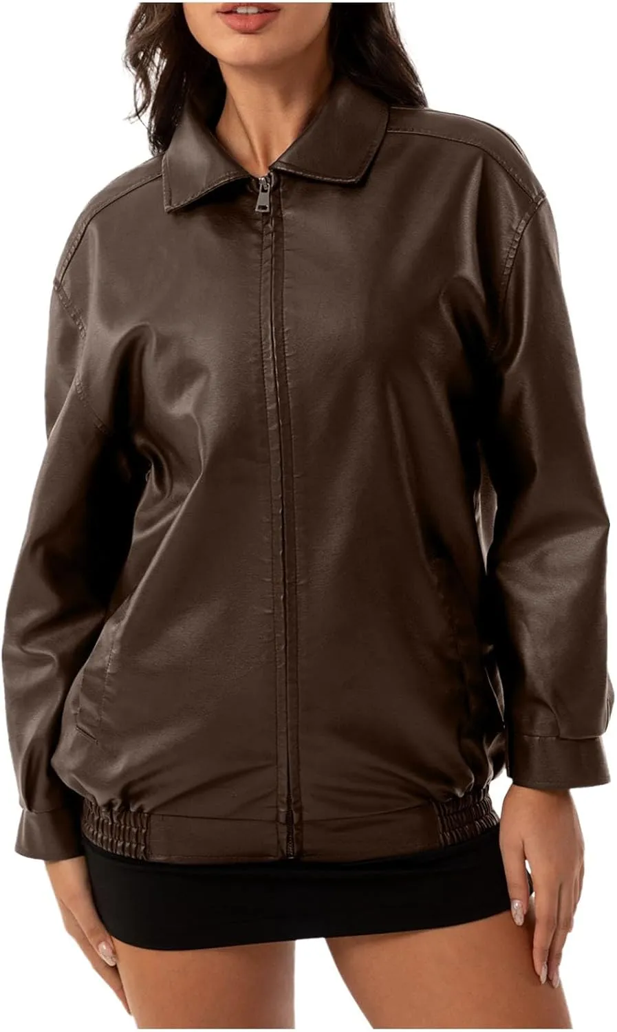 PTOLOCIF Womens Leather Jackets Faux Suede Oversized Motorcycle Coats Fashion Bomber Jackets Fall Winter Outfits Clothes