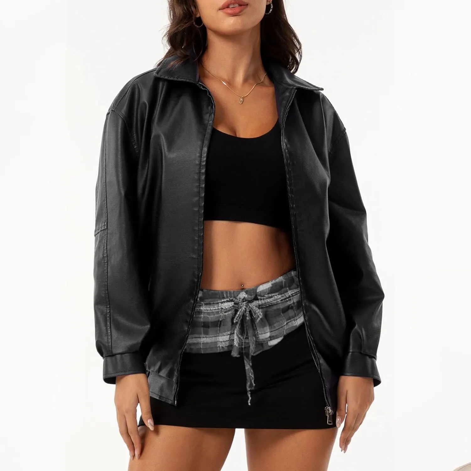 PTOLOCIF Womens Leather Jackets Faux Suede Oversized Motorcycle Coats Fashion Bomber Jackets Fall Winter Outfits Clothes