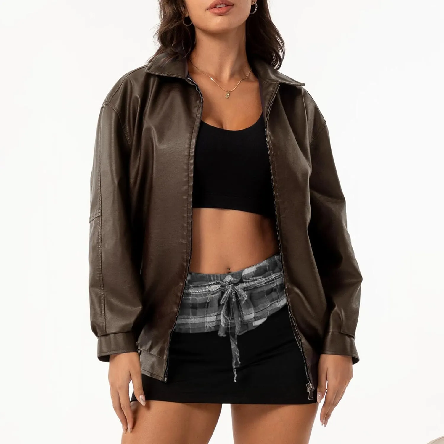 PTOLOCIF Womens Leather Jackets Faux Suede Oversized Motorcycle Coats Fashion Bomber Jackets Fall Winter Outfits Clothes