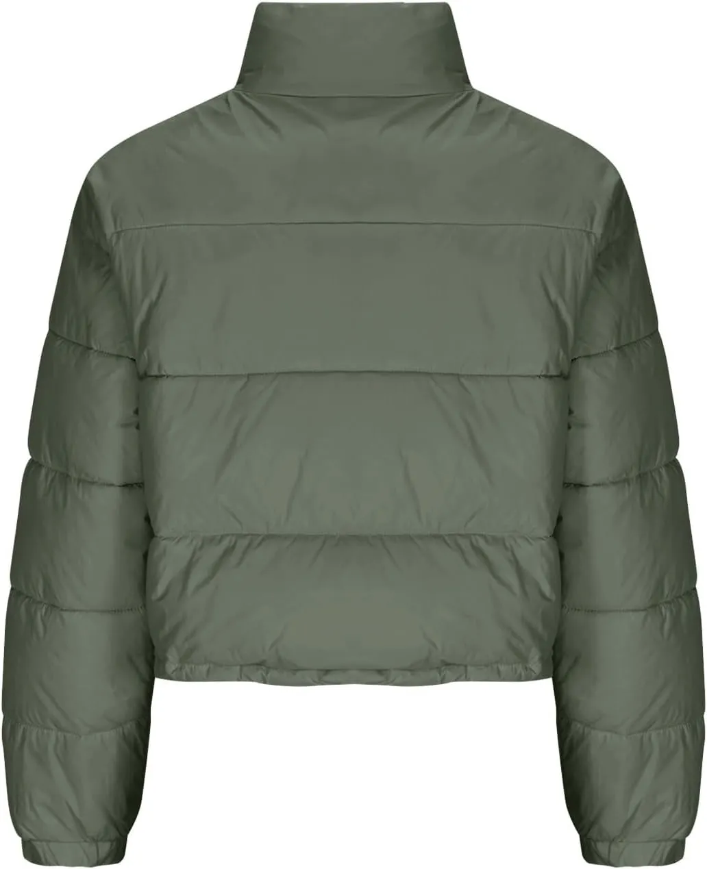 Puffer Coat Women Cropped Puffer Jacket Casual Quilted Baggy Long Sleeve Zip Down Jackets Stand Collar Outerwear