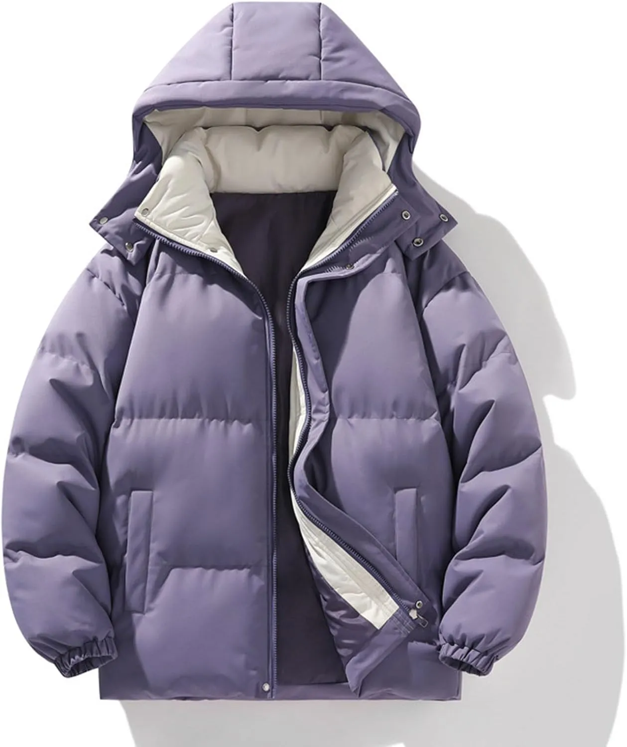 Puffer Jackets for Women Hooded Windproof Winter Coat with Recycled Insulation Winter Slim Short Puffer Coat Women