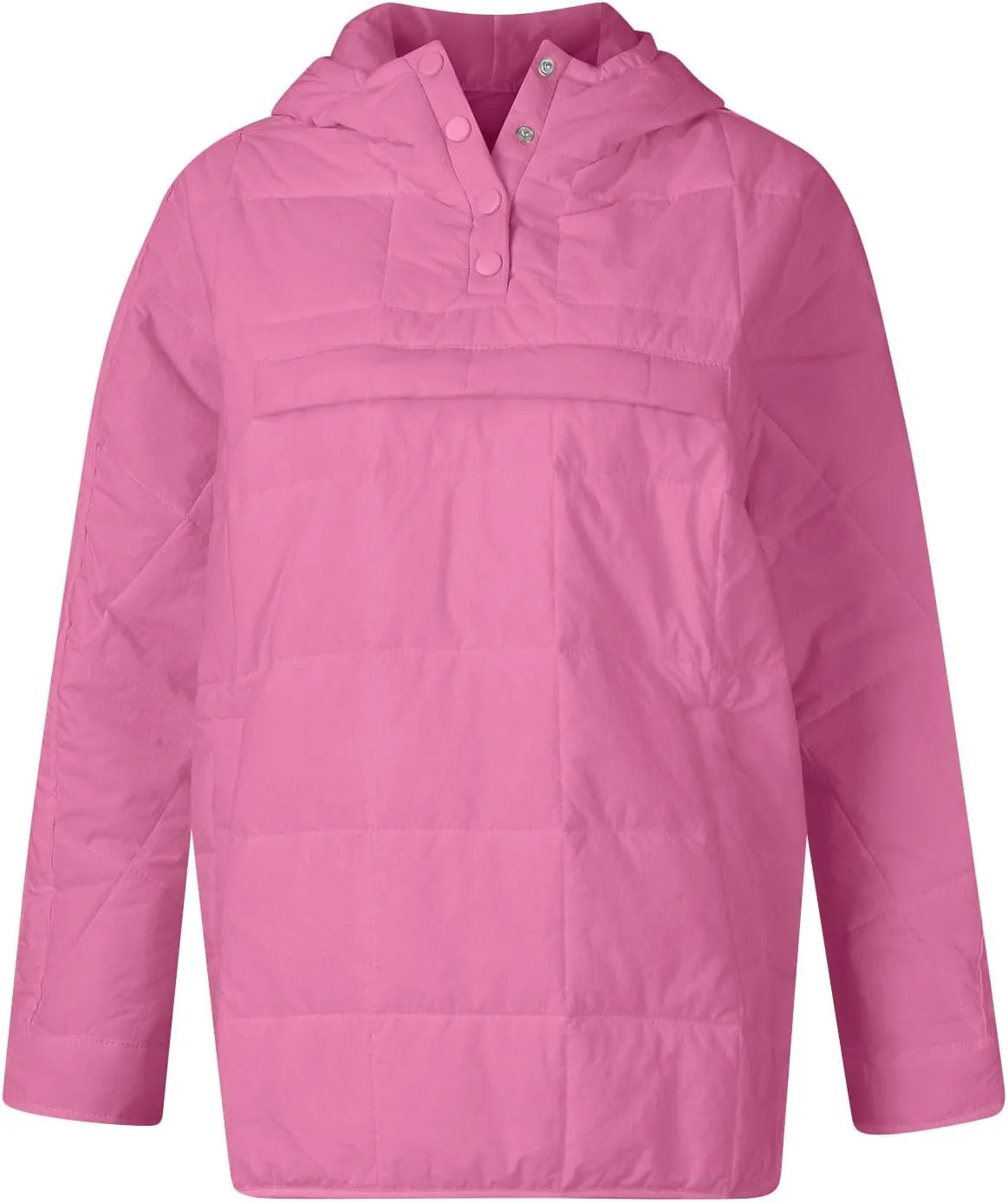 Puffer Pullover Jacket Womens,2024 Button Hooded Quilted Jacket Lightweight Down Coat Packable Oversized Winter Coat