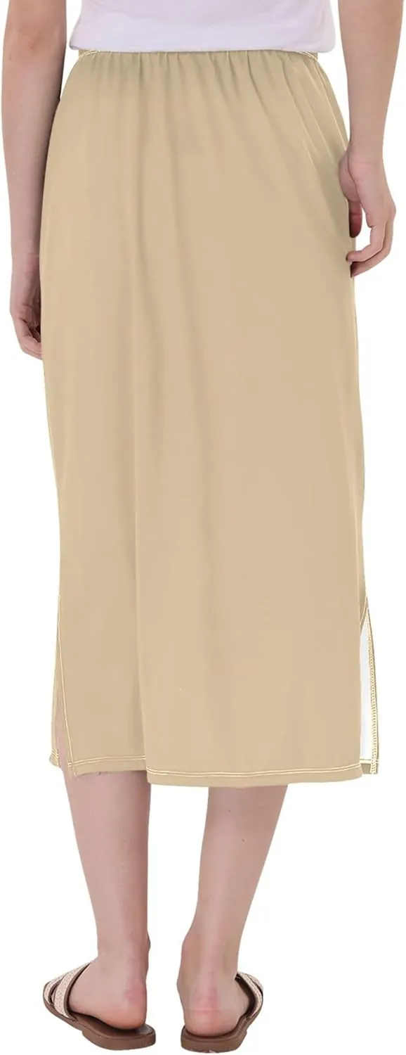 Purple Red Yellow Glitter Side Slit Midi Skirts Women Pencil Straight Skirt Elastic Waist Cute Beach Skirts S