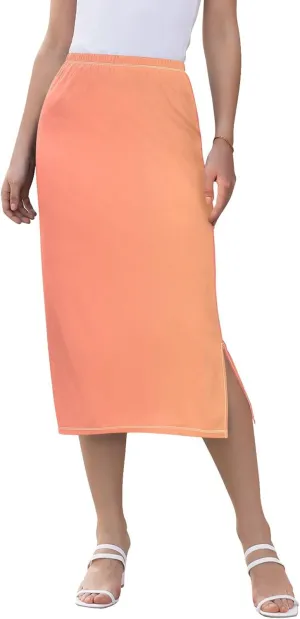 Purple Red Yellow Glitter Side Slit Midi Skirts Women Pencil Straight Skirt Elastic Waist Cute Beach Skirts S