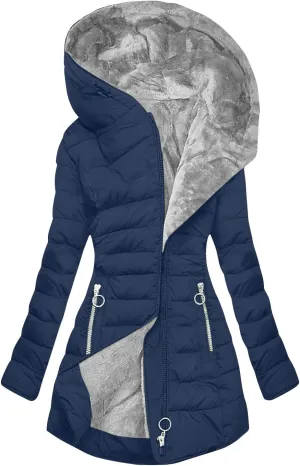Quilted Jackets for Women 2024 Fall Fleece Jacket Zip Up Hoodie Casual Oversized Coat Warm Winter Clothes with Pocket