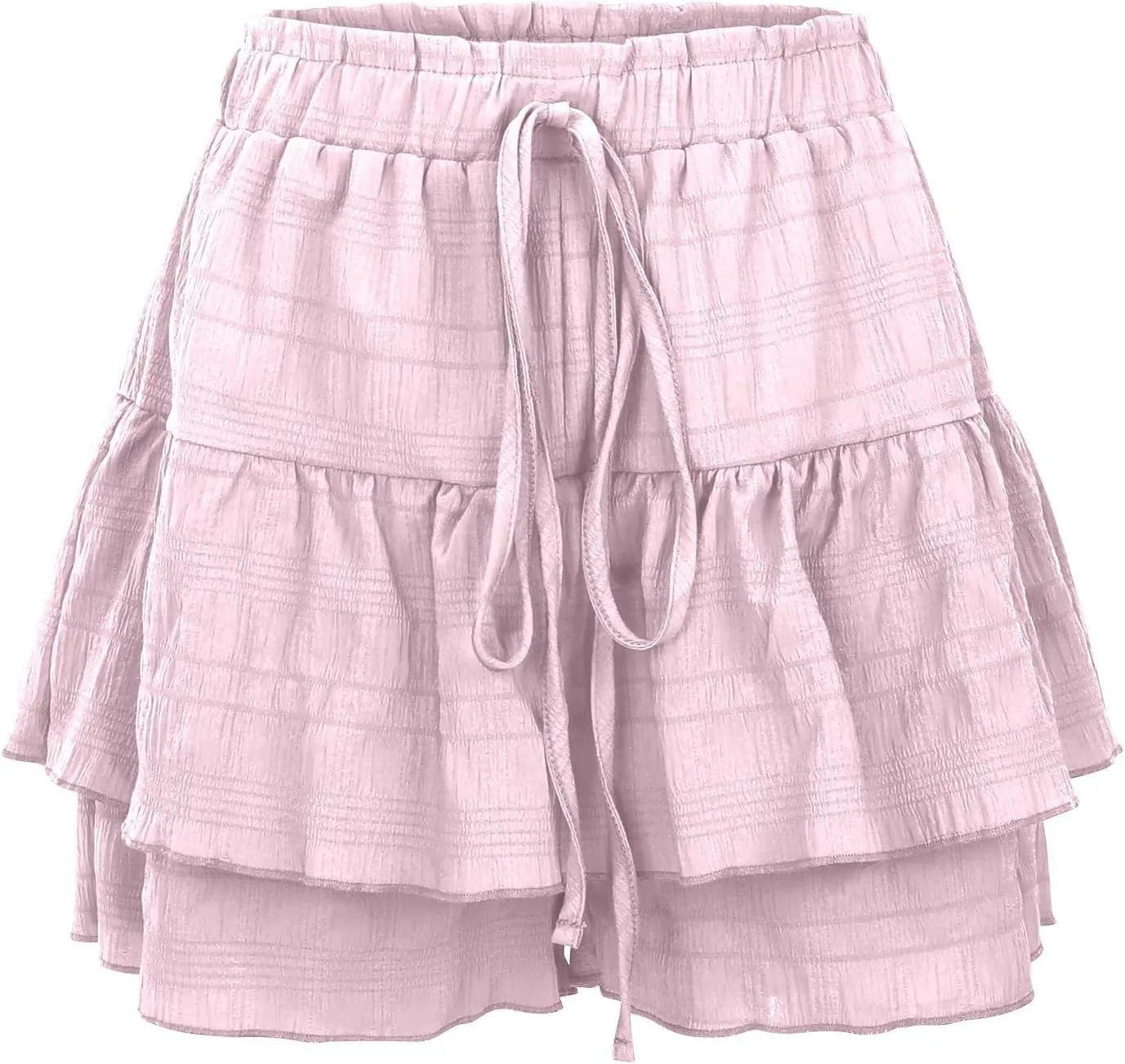 Ruffled Ruched Skorts for Women High Waisted Tiered Mini Skort 2025 Summer Boho Casual Beach Comfy Shorts Skirt