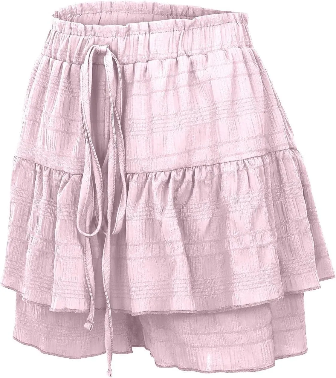 Ruffled Ruched Skorts for Women High Waisted Tiered Mini Skort 2025 Summer Boho Casual Beach Comfy Shorts Skirt
