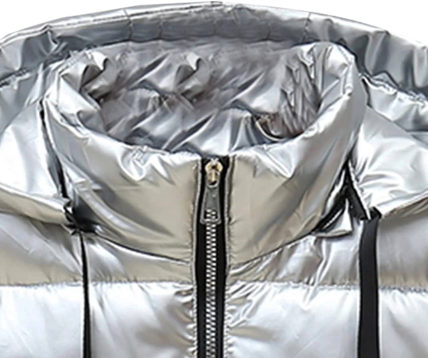 SHOPESSA Womens Shiny Puffer Vest Warm Down Jacket with Hood Womens Winter Coats Plus Size Fashion 2023 Outerwear
