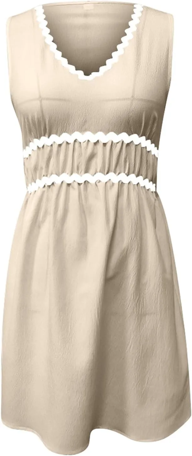 Short Sun Dresses Women Summer Holiday Deep V Neck Sleeveless Elastic Waist A Line Corset Dress Sexy Spring Break Clothes