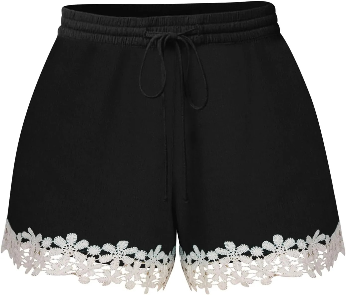Shorts for Women High Waisted Trendy Drawstring Lace Trim Beach Shorts Loose Fit Lightweight Comfy Cute Casual Shorts