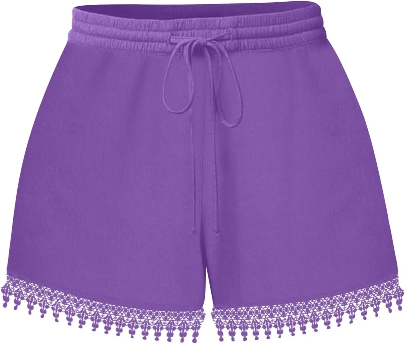 Shorts for Women High Waisted Trendy Drawstring Lace Trim Beach Shorts Loose Fit Lightweight Comfy Cute Casual Shorts