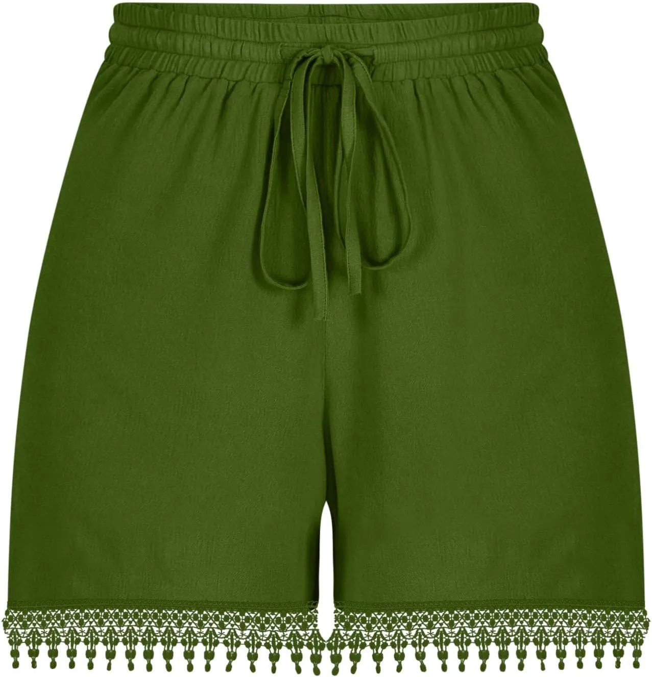 Shorts for Women High Waisted Trendy Drawstring Lace Trim Beach Shorts Loose Fit Lightweight Comfy Cute Casual Shorts