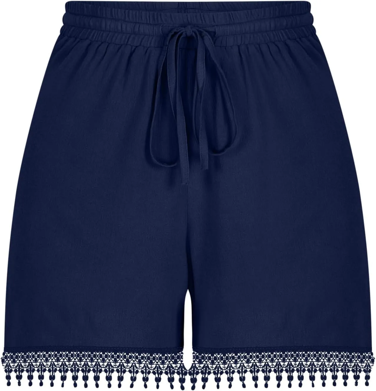 Shorts for Women High Waisted Trendy Drawstring Lace Trim Beach Shorts Loose Fit Lightweight Comfy Cute Casual Shorts