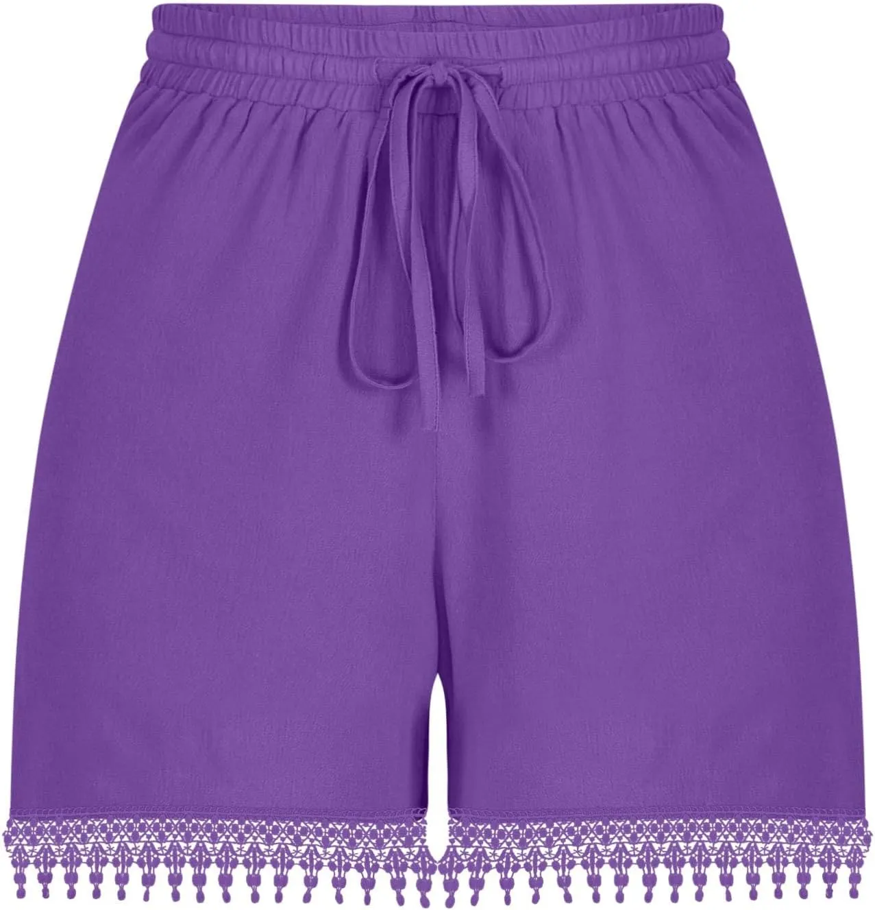 Shorts for Women High Waisted Trendy Drawstring Lace Trim Beach Shorts Loose Fit Lightweight Comfy Cute Casual Shorts