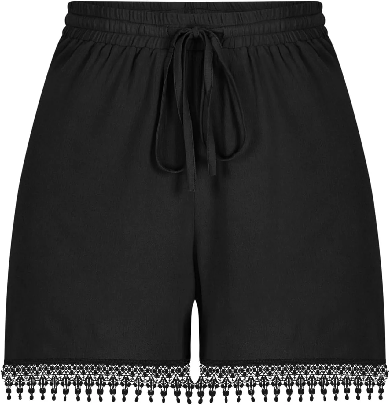 Shorts for Women High Waisted Trendy Drawstring Lace Trim Beach Shorts Loose Fit Lightweight Comfy Cute Casual Shorts