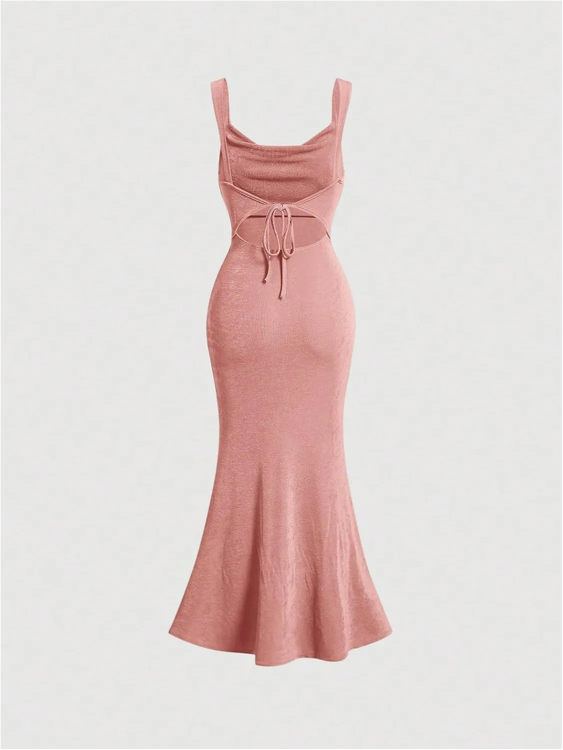 SOLY HUX Women's Open Back Cowl Neck Bodycon Maxi Dresses Sleeveless Tie Backless Cami Party Long Dress