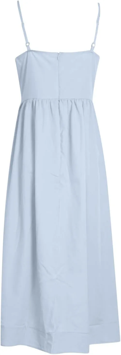 Spaghetti Strap Dresses for Women Square Neck Corset Dress Backless Flowy A Line Casual Summer Long Midi Sundress