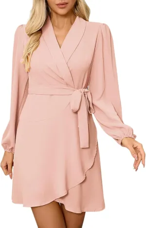 Spring Dresses for Women 2025 Petite Classy Ruffle Side Tie Waist Wedding Guest Dress ountry Concert Outfits for Women