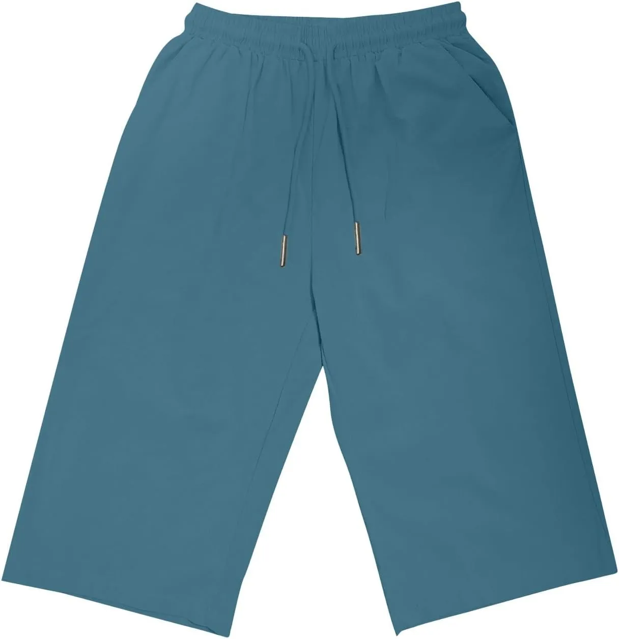Summer Cotton Linen Pants Women Elastic High Waisted Bermuda Shorts for Women Knee Length Casual Capris Pant Shorts