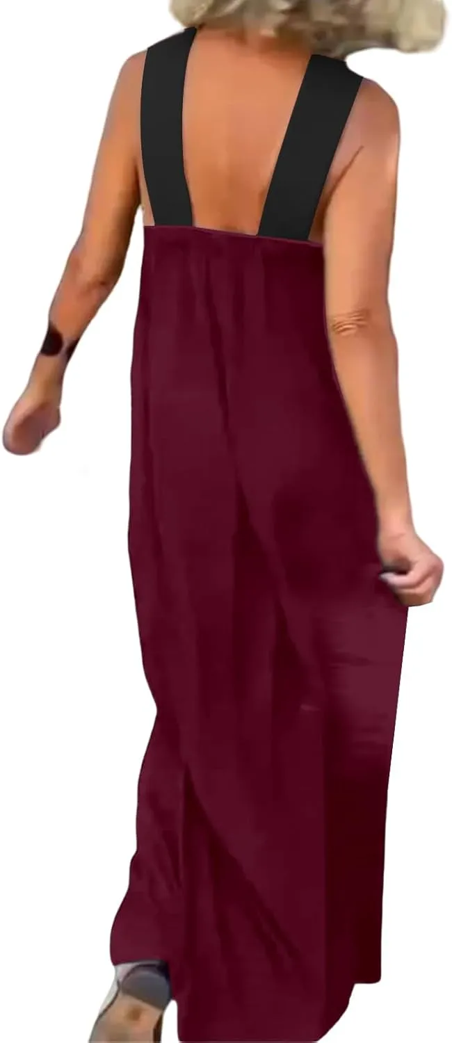 Summer Dresses for Women 2025 Cross Halter Neck Stitching Dress Sleeveless Open Back Maxi Dresses Beach Dress