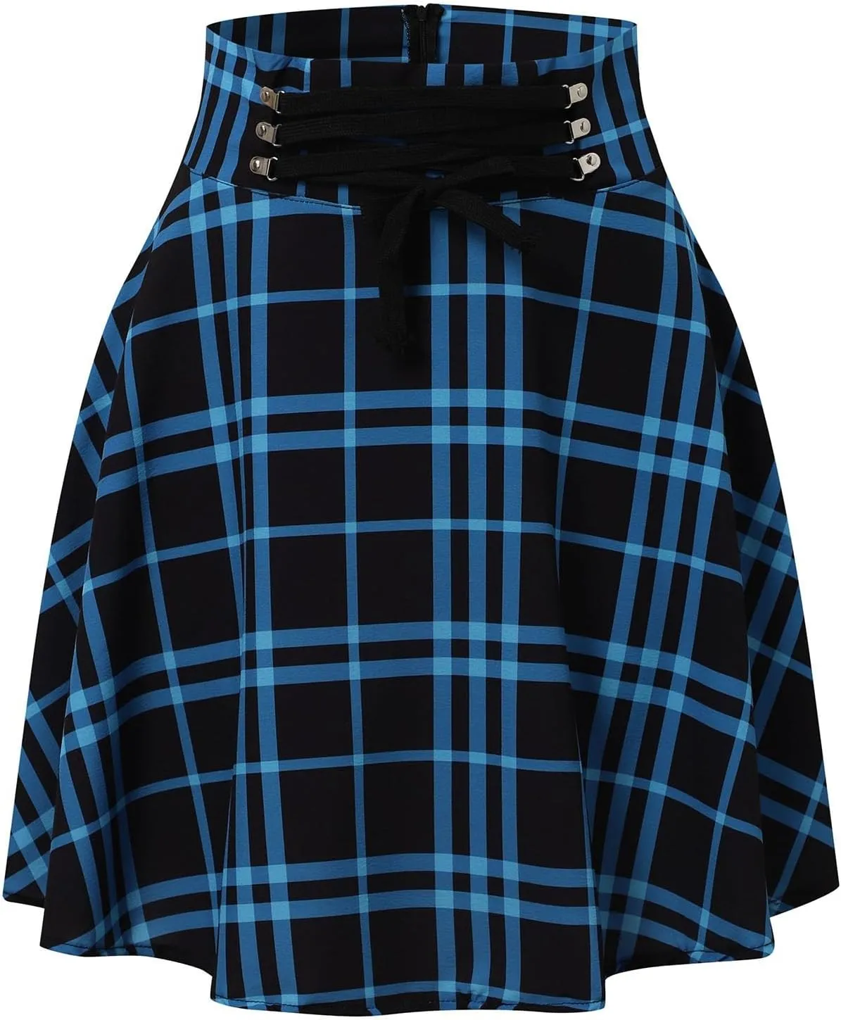 Summer Skirt for Women Trendy Plaid Tummy Control High Waist Back Zipper A-Line Pleated Maxi Short Skirts for Girls