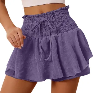 Summer Skirts for Women High Waist Drawstring Tummy Control Ruffles Cute Y2K Casual Boha Mini Skirts 2025 Streetwear