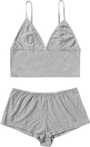 SweatyRocks Women's Lace Trim Underwear Lingerie Straps Bralette and Panty Set