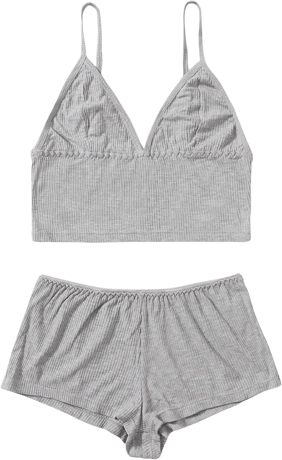 SweatyRocks Women's Lace Trim Underwear Lingerie Straps Bralette and Panty Set
