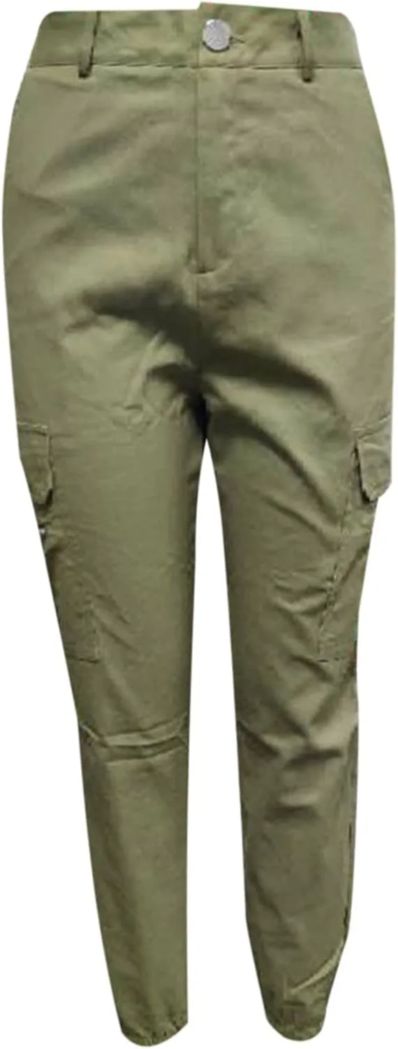 Tactical Pants for Women Skinny Stretch Cargo Pants High Waisted Straight Leg Pants Bound Feet Ripstop Cargo Trousers
