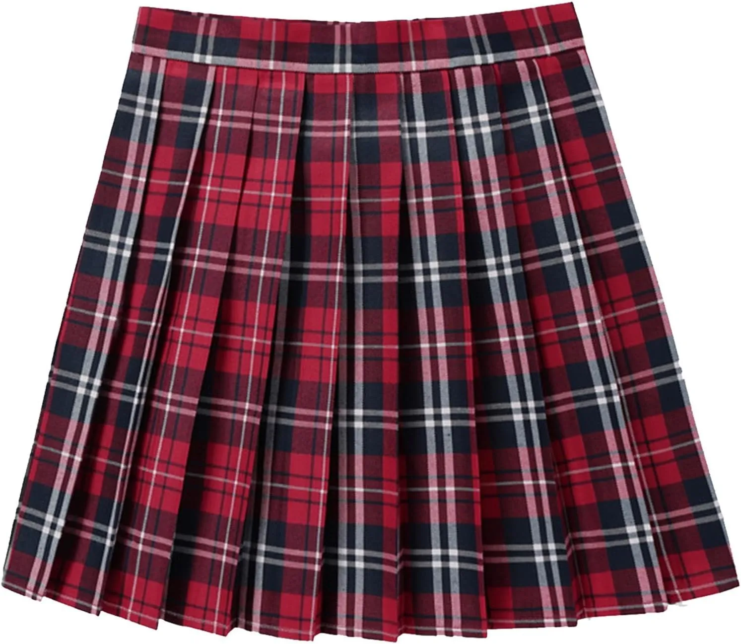Teen Girls Pleated Mini Skirt Preppy Plaid Skirts Elastic High Waisted Uniform Skirt Plus Size Tartan Skirts for School Girl
