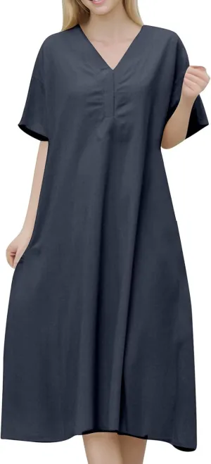 Teen Girls Poplin Dress Petite Linen Short Sleeve Tube Top Shirt Dress Homecoming Casual Church Outfits for Women