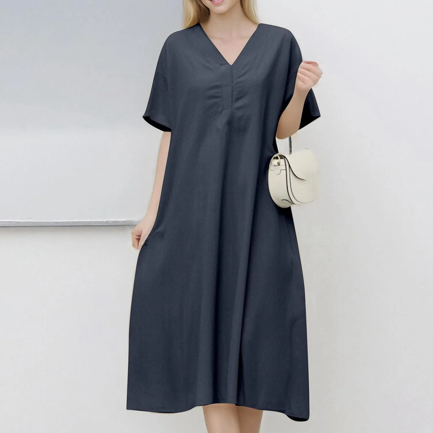 Teen Girls Poplin Dress Petite Linen Short Sleeve Tube Top Shirt Dress Homecoming Casual Church Outfits for Women