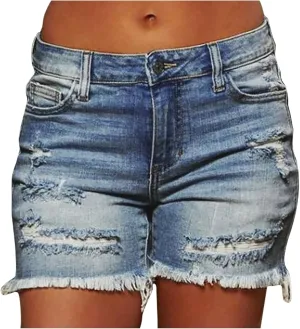 Uillui Jean Shorts Womens Fashion Casual High Waisted Distressed Denim Shorts Frayed Raw Hem Ripped Jeans Shorts for Juniors