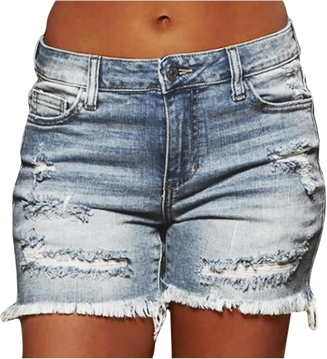 Uillui Jean Shorts Womens Fashion Casual High Waisted Distressed Denim Shorts Frayed Raw Hem Ripped Jeans Shorts for Juniors