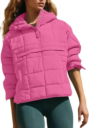 UOFOCO Women's Down Jackets Parkas Oversize Packable Quilted Pullover Puffer Jacket for Women Fall Winter Outfits Coat 2024