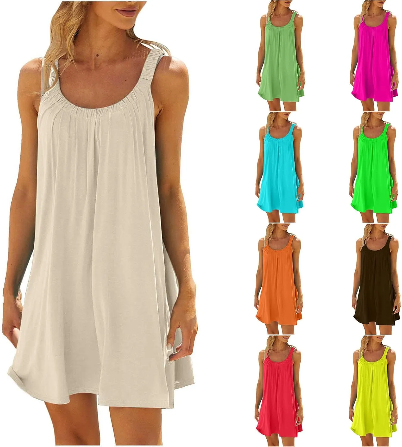 Vacation Dresses for Women 2025 Casual Summer Tank Dress Cute Flowy Sundresses for Teens Sleeveless Boho Beach Dress