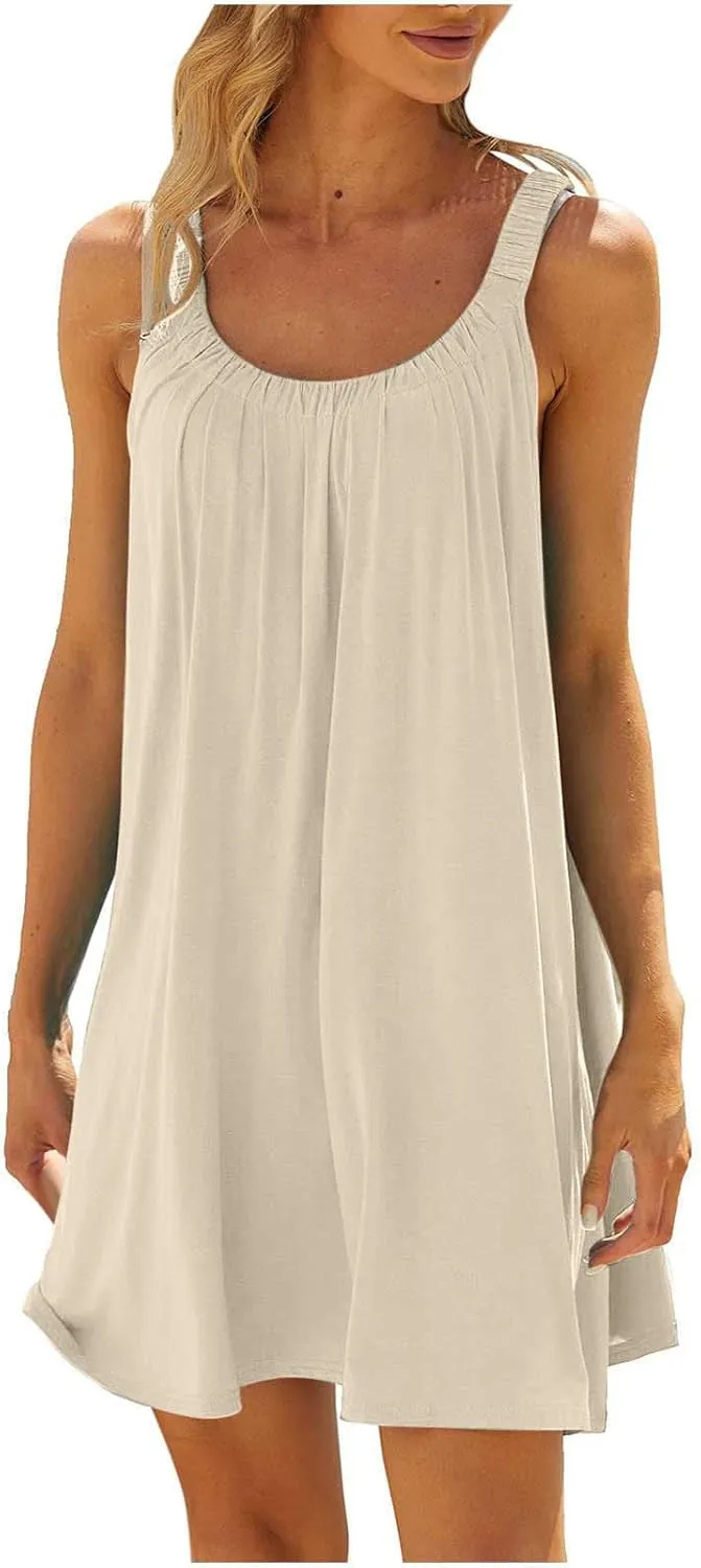Vacation Dresses for Women 2025 Casual Summer Tank Dress Cute Flowy Sundresses for Teens Sleeveless Boho Beach Dress