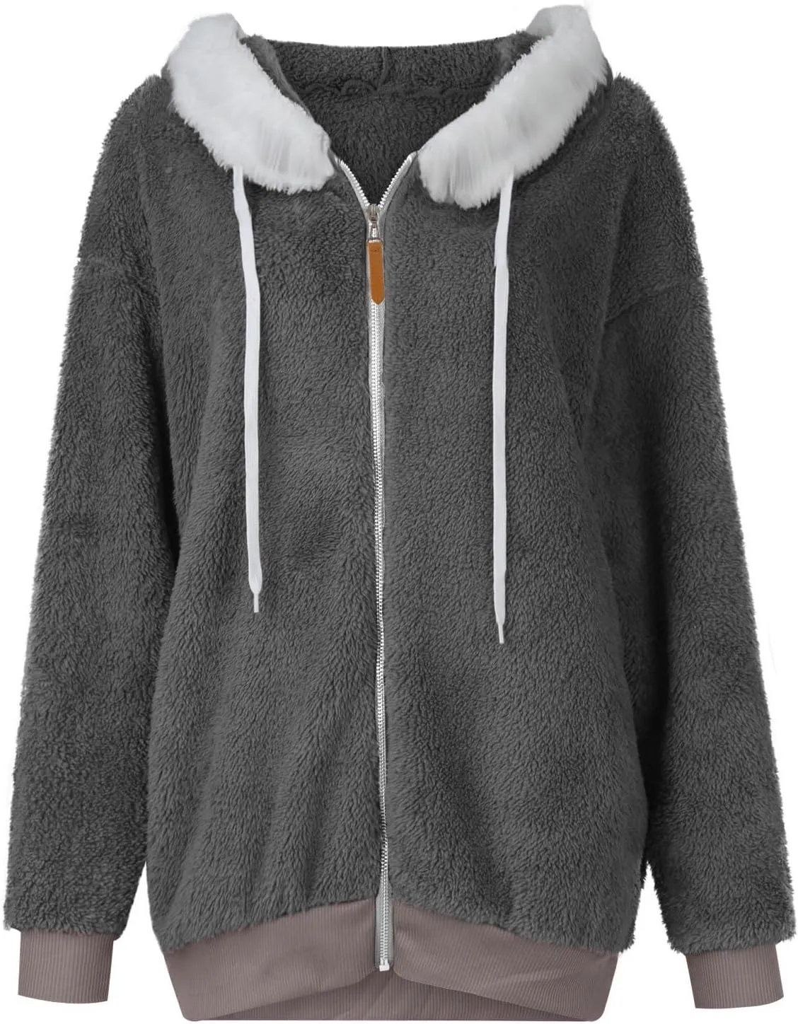 Winter Coats For Women Fuzzy Fleece Jacket Hooded Color Block Patchwork Cardigan Coat Outerwear With Pocket S-5XL