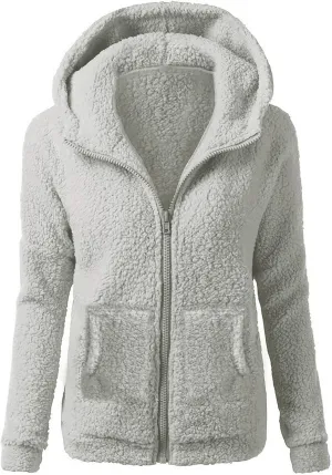 Winter Jackets for women 2024 Faux Fur Sherpa Jacket Fuzzy Hooded Zip Up Jacket Winter Coats Shearling Outwear Shaggy Coat