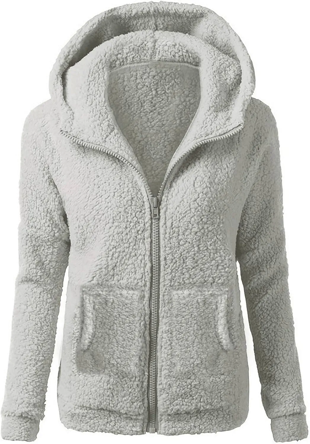 Winter Jackets for women 2024 Faux Fur Sherpa Jacket Fuzzy Hooded Zip Up Jacket Winter Coats Shearling Outwear Shaggy Coat