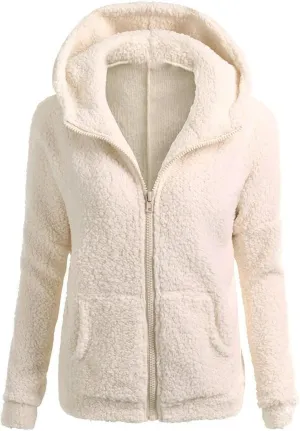 Winter Jackets for women 2024 Faux Fur Sherpa Jacket Fuzzy Hooded Zip Up Jacket Winter Coats Shearling Outwear Shaggy Coat