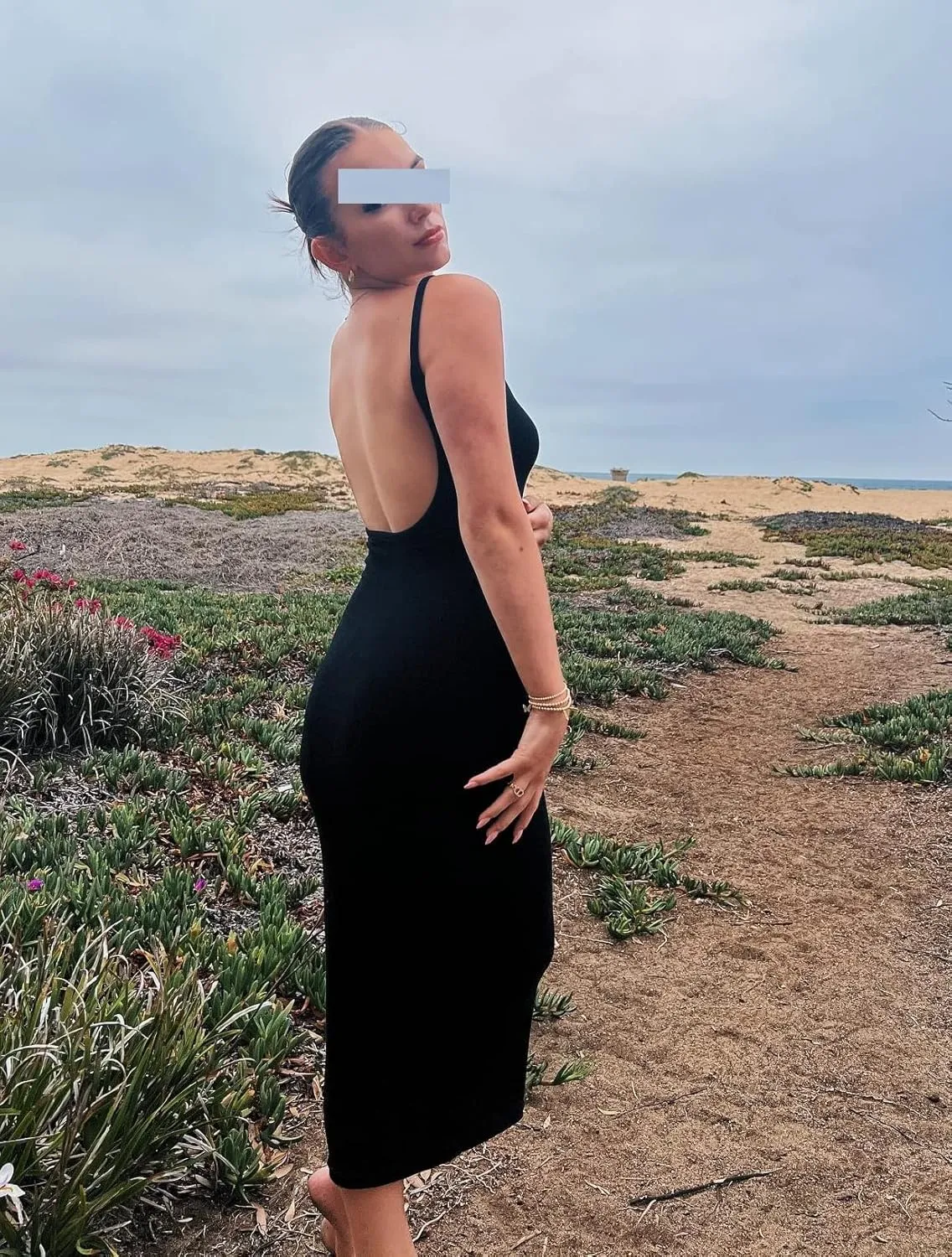 Women Backless Maxi Tank Dress Bodycon Sexy Open Back Hollow Long Dresses Sleeveless Elegant Cocktail Party Dress