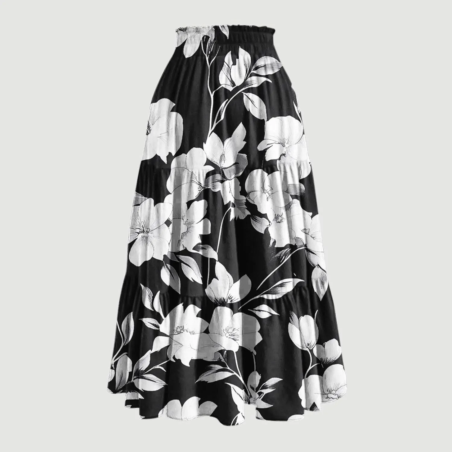 Women Floral Bohemian Maxi Skirts Summer Beach Hawaiian Boho Skirt 2025 Casual Holiday Long-Skirts for Vacation