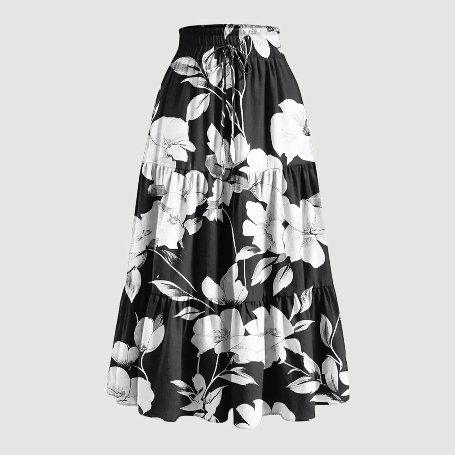 Women Floral Bohemian Maxi Skirts Summer Beach Hawaiian Boho Skirt 2025 Casual Holiday Long-Skirts for Vacation